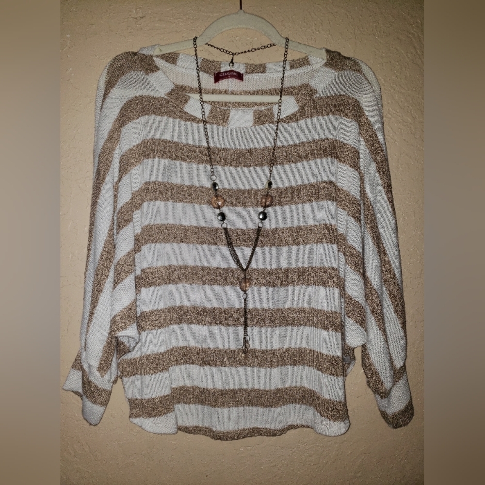 Shasa Striped Sweater with Necklace